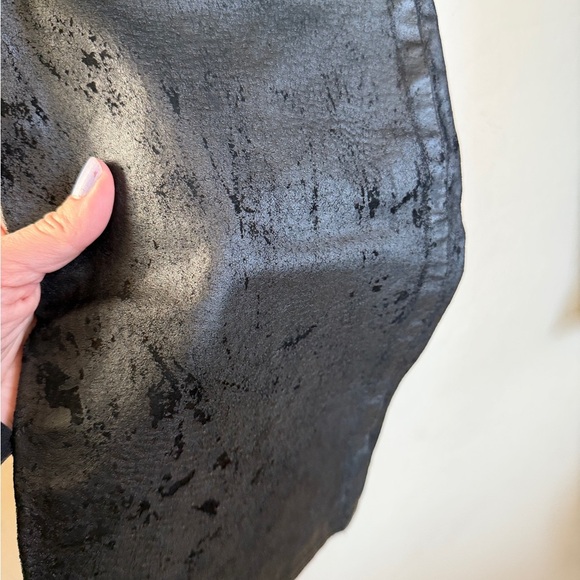 Vintage 90s Genuine Leather Pants NY & CO Straight Leg Black Distressed Women 28 - Picture 7 of 13